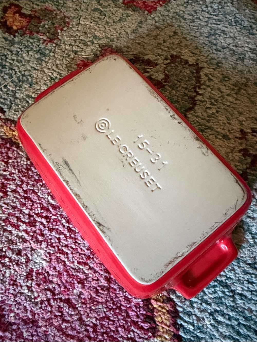 Le Creuset Cerise Red Stoneware Baking Dish with Cream Interior - Picture 2 of 7